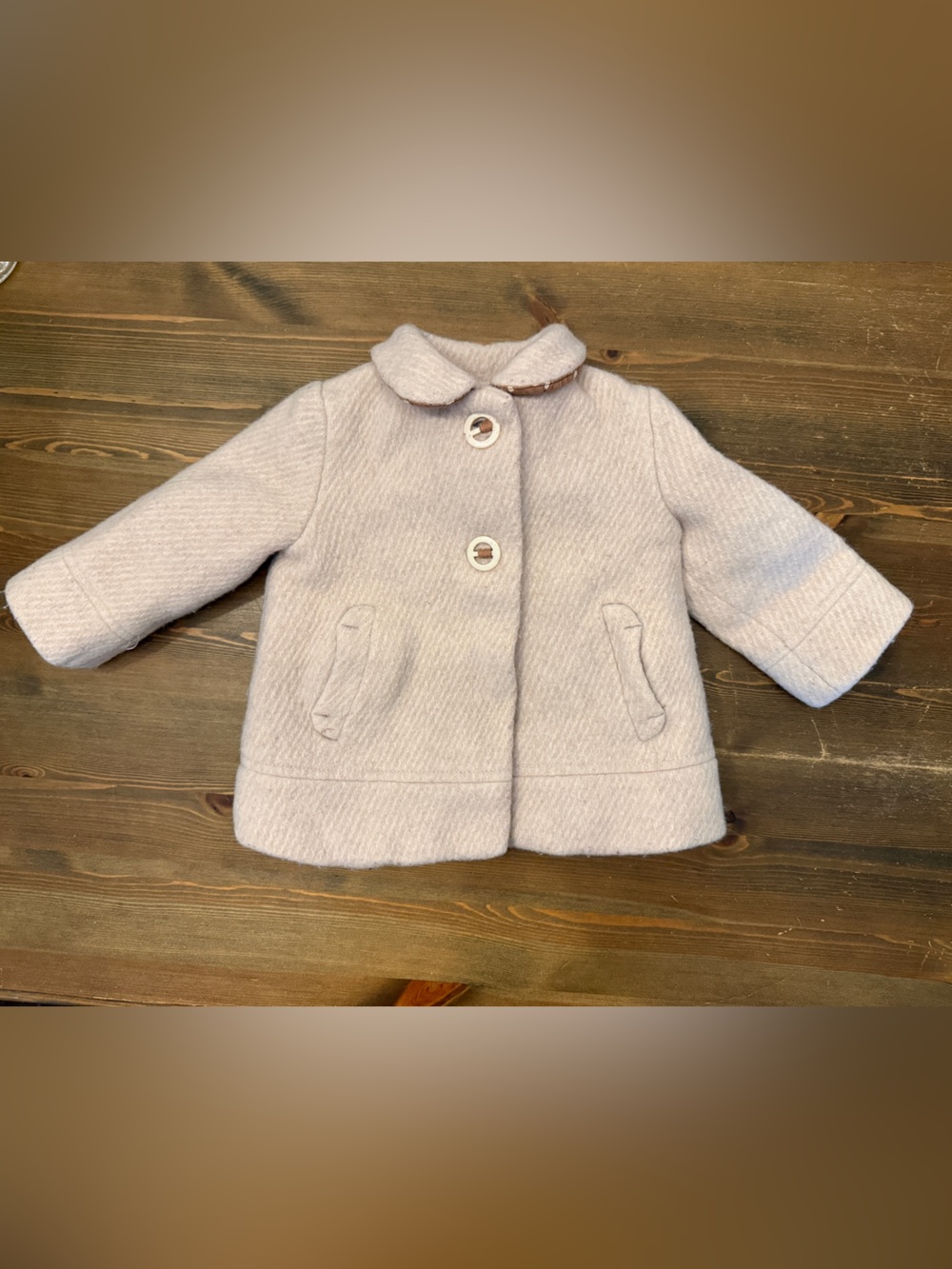 Zara Baby Girl Peter Pan Collar Wool Blend Coat (9-12M)